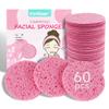 60-Count Compressed Facial Sponges|100% Natural Kickleen Cellulose Cosmetic Spa Sponges for Daily Facial Cleansing|Makeup and Mask Removal | Exfoliating | Skin Massage | Pore Exfoliation(Pink) view 1