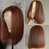 13X4 Straight #4 Brown Bob Wig Human Hair Glueless Lace Frontal Wigs Pre Plucked With Baby Hair 100% Unprocessed HD Transparent Blunt Cut Chocolate Brown Bob Lace Front Wigs For Black Women 10 Inch view 2