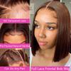 13X4 Straight #4 Brown Bob Wig Human Hair Glueless Lace Frontal Wigs Pre Plucked With Baby Hair 100% Unprocessed HD Transparent Blunt Cut Chocolate Brown Bob Lace Front Wigs For Black Women 10 Inch view 3