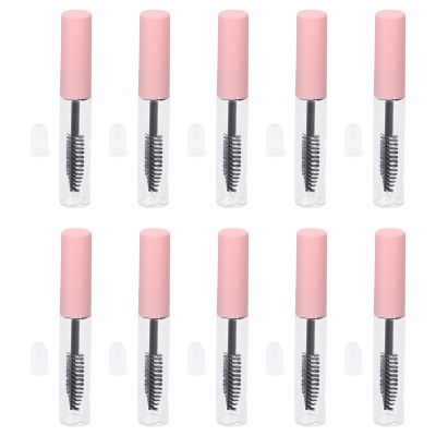 10pcs 5ml Empty Mascara Tube with Eyelash Wand, for Eyelash Growth Oil, DIY Mascara Eyelash Cream Container with Cap, Clear Portable Eyelash Cream Container Bottle, Pink