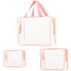 3Pcs Crystal Clear PVC Travel Toiletry Bag Kit for Women Men, Waterproof Vinyl Packing Organizer Storage Bags with Zipper Handle Straps, Cosmetic Pouch Carry on Airport Airline Compliant Bag Handbag view 1