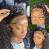180% Density Short Curly Bob Wig Human Hair Wigs for Black Women 13x6 HD Transparent Lace Frontal Wig Pre Plucked With Baby Hair Glueless Wet and Wavy Lace Front Wig Bleached Knots 16Inch view 2