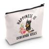 JXGZSO Doberman Dog Gifts Makeup Bag Happiness Is Doberman Kisses Gifts Doberman Lovers Owners Cosmetic Bag (Doberman Kisses B) view 1