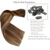 10A Unprocessed Hair Extensions with Clips,Straight Hair Extension Clip in Human Hair,Chocolate Brown to Beige Blonde Highlight Hair Extension 5pcs 70g Remy Human Hair (#4/18,22Inch) view 4