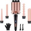 Feadem Curling Wand Iron, 5-in-1 Multifunction Curling Tongs Set with Interchangeable Ceramic Coating Barrels, Curling Wand for Long/Short Hair, LCD Display for Different Size Curls and Waves view 1