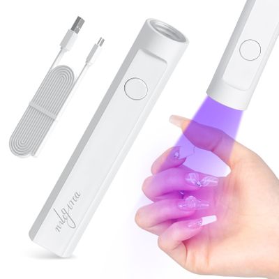 mlogiroa Mini UV Nail Lamp for Gel Nails Handheld UV Light for Nails Portable Led Lamp 3W Nail Dryer for Curing Gel Polish USB Light Flashlight for Home DIY ManicureWhite