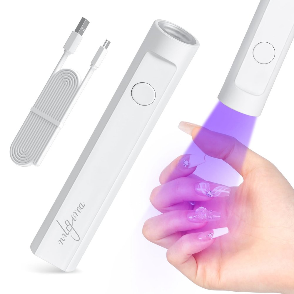 mlogiroa Mini UV Nail Lamp for Gel Nails Handheld UV Light for Nails Portable Led Lamp 3W Nail Dryer for Curing Gel Polish USB Light Flashlight for Home DIY ManicureWhite