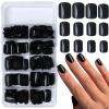 Bellelfin 240pcs Short Press on Nails Black Full Cover Short Square Fake Nails Glossy Acrylic Artificial False Nail Tips with 5 Sheets Adhesive Glue Tabs for Women and Girls Fingernails Design view 1