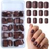 Bellelfin 240pcs Short Press on Nails Full Cover Short Square Fake Nails Brown Glossy Acrylic Artificial False Nail Tips with 5 Sheets Adhesive Glue Tabs for Women and Girls Fingernails Design view 1