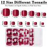 Bellelfin Press on Toenails 120pcs Short Square Fake Toenails Full Cover Burgundy Glossy Acrylic False Toe Nails Tips with 5 Sheets Adhesive Glue Tabs for Women and Girls Foot Decor view 4