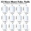 Bellelfin 240pcs Short Press on Nails Full Cover Short Square Fake Nails White Glossy Acrylic Artificial False Nail Tips with 5 Sheets Adhesive Glue Tabs for Women and Girls Fingernails Design view 4