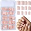 Bellelfin 240pcs Short Press on Nails Jelly Pink Full Cover Short Square Glossy Fake Nails Acrylic Artificial False Nail Tips with 5 Sheets Adhesive Glue Tabs for Women and Girls Fingernails Design view 1