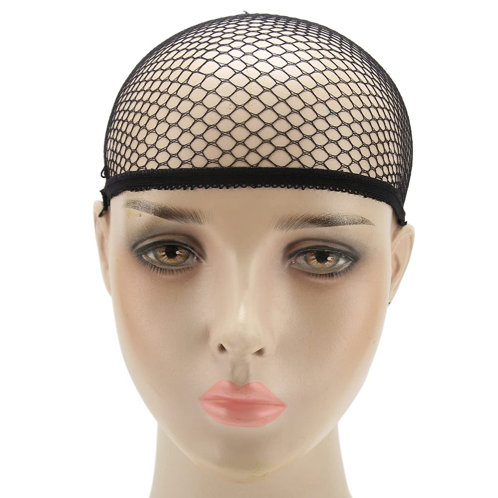 10pcs Black Wig Mesh Caps, Closed End Hair Mesh Net for Long Short Straightened and Curly Hair, Stretchable Soft Breathable Dome Wig Cap for Cosplay, Nylon Stocking Caps for Wigs