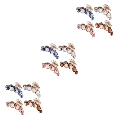 KALLORY 3sets Elegant Rhinestone Hair Clip Gems Claw Hair Clip for Women Fancy Designer Ponytail for Girls 4pcs*3