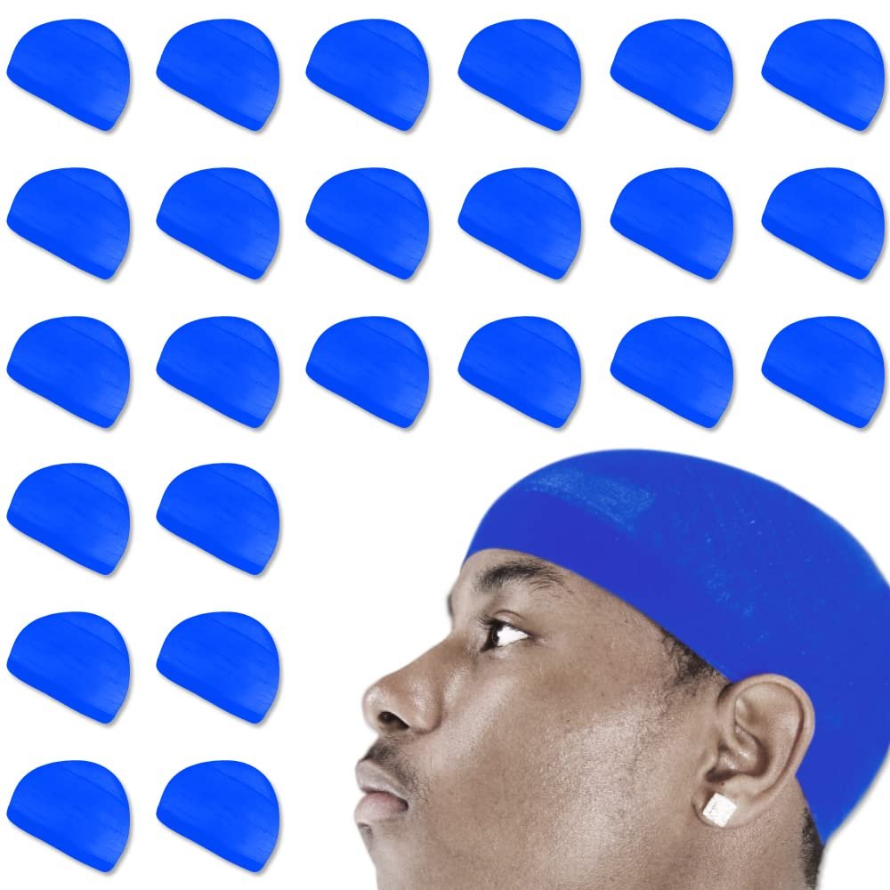 24 Pcs Wave Cap Stocking Caps Stretch Compression Long Lasting Lightweight Comfortable Fit Durable Mens Dome Cap Loc Cap Sleeping Hair Caps Wave Caps for Men (Royal Blue - 12 Pack of 2 Pcs)