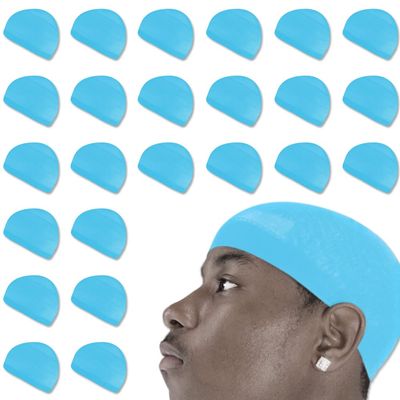 24 Pcs Wave Cap Stocking Caps Stretch Compression Long Lasting Lightweight Comfortable Fit Durable Mens Dome Cap Loc Cap Sleeping Hair Caps Wave Caps for Men (Light Blue - 12 Pack of 2 Pcs)
