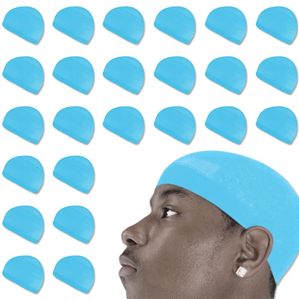 24 Pcs Wave Cap Stocking Caps Stretch Compression Long Lasting Lightweight Comfortable Fit Durable Mens Dome Cap Loc Cap Sleeping Hair Caps Wave Caps for Men (Light Blue - 12 Pack of 2 Pcs)