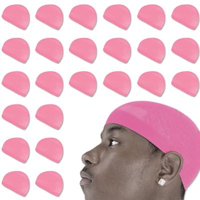 24 Pcs Wave Cap Stocking Caps Stretch Compression Long Lasting Lightweight Comfortable Fit Durable Mens Dome Cap Loc Cap Sleeping Hair Caps Wave Caps for Men (Pink - 12 Pack of 2 Pcs)