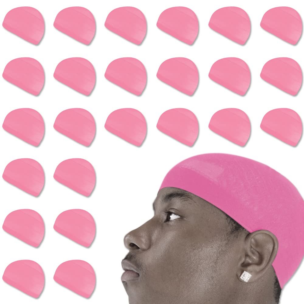 24 Pcs Wave Cap Stocking Caps Stretch Compression Long Lasting Lightweight Comfortable Fit Durable Mens Dome Cap Loc Cap Sleeping Hair Caps Wave Caps for Men (Pink - 12 Pack of 2 Pcs)