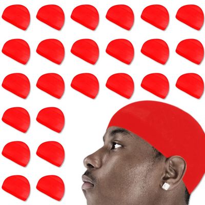 24 Pcs Wave Cap Stocking Caps Stretch Compression Long Lasting Lightweight Comfortable Fit Durable Mens Dome Cap Loc Cap Sleeping Hair Caps Wave Caps for Men (Red - 12 Pack of 2 Pcs)