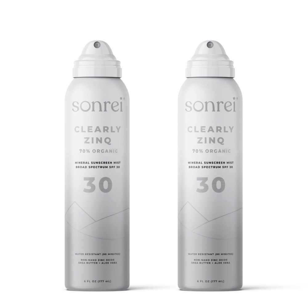 Sonrei Clearly ZinQ Mineral Sunscreen Mist | SPF 30, Broad Spectrum, Transparent | Vegan, Water Resistance, Non-Greasy | Ideal for Face & Body (6 Fl Oz (Pack of 2))