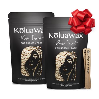 KoluaWax Hard Wax Beads for Hair Removal  Coarse Hair Formula  Face, Brazilian, Underarms, Back Chest, Bikini Waxing  Coconut Colada, 1lb Refill for Wax Warmers & 10 Large Applicator Sticks, 2 Pack
