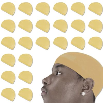 24 Pcs Wave Cap Stocking Caps Stretch Compression Long Lasting Lightweight Comfortable Fit Durable Mens Dome Cap Loc Cap Sleeping Hair Caps Wave Caps for Men (Beige - 12 Pack of 2 Pcs)