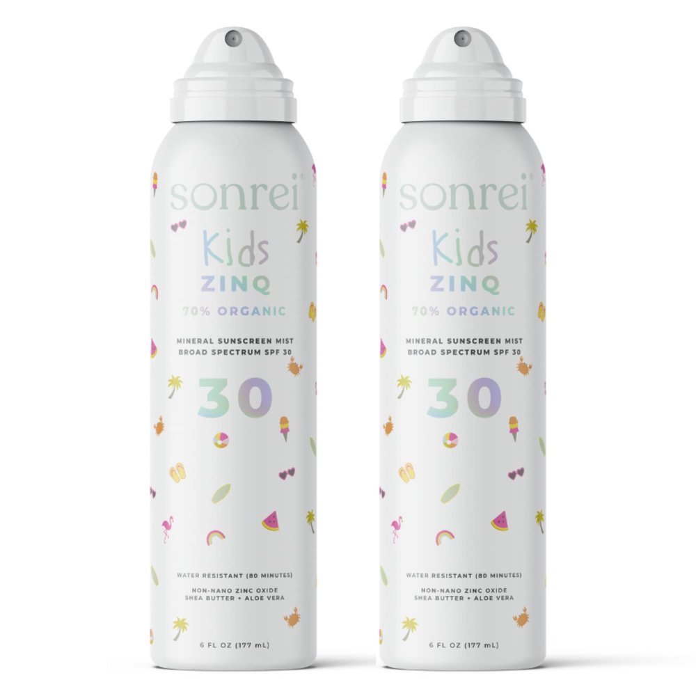 Sonrei Kids ZinQ Organic Mineral Mist Sunscreen | SPF 30, Broad Spectrum, Water-Resistant | Vegan, Reef Safe, Eco-friendly | 6.0 fl. oz. 2-Pack