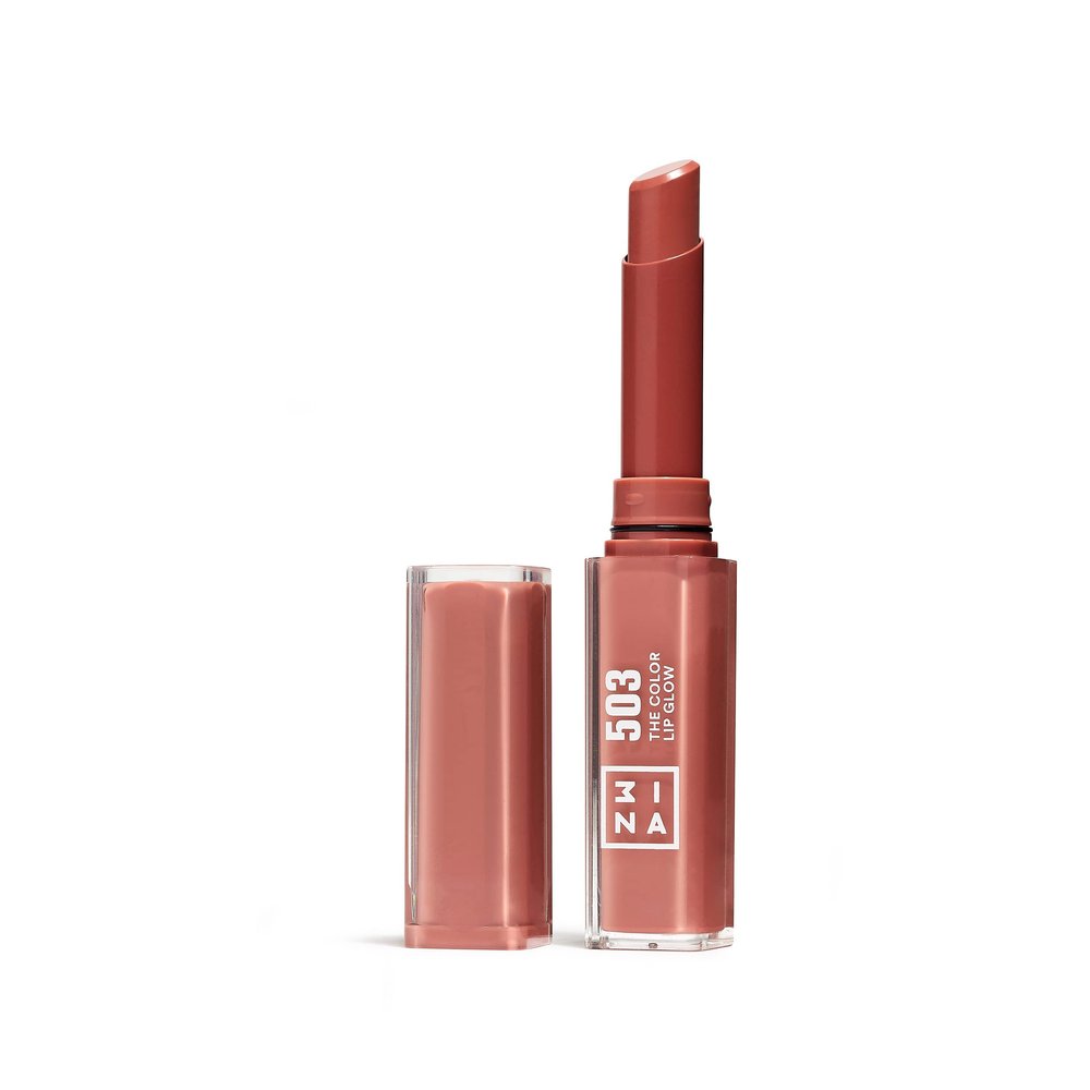 3INA The Color Lip Glow - Highly Pigmented Lipstick for Women with Shea Butter - Lip Gloss and Lip Balm Effect - 503 Medium Nude Pink - 0.05 oz