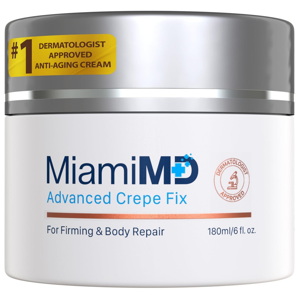 Miami MD Advanced Crepe Fix - Anti Aging Tightening & Firming Cream for Women - Facial and Neck Crepe Erase Cream  Crepey Skin Moisturizer for Softens and Nourishes the Skin for All Types - 6 fl oz