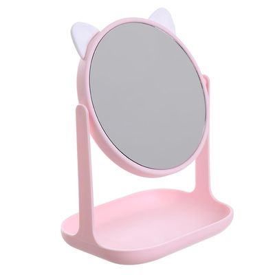 Beavorty 1pc Cat Ear Makeup Mirror Vintage Mirror Make up Vanity Girls Makeup Bathroom Rotatable Two Sided Cosmetics Desktop