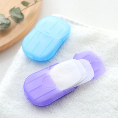 TRASKA Mini Disposable Portable soap Tablets, Boxed Bath soap Paper, Hand Washing, Floral moisturizing, Cleansing Blue Milk Aroma