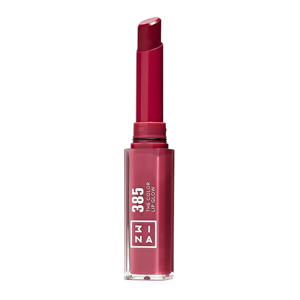 3INA The Color Lip Glow - Highly Pigmented Lipstick for Women with Shea Butter - Lip Gloss and Lip Balm Effect - 385 Wild Berry Pink - 0.05 oz