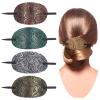 NICENEEDED 4Pcs Vintage Faux Leather Hair Accessories: Barrettes, Oval Ponytail Holders, Hair Slides for Women Girls view 1