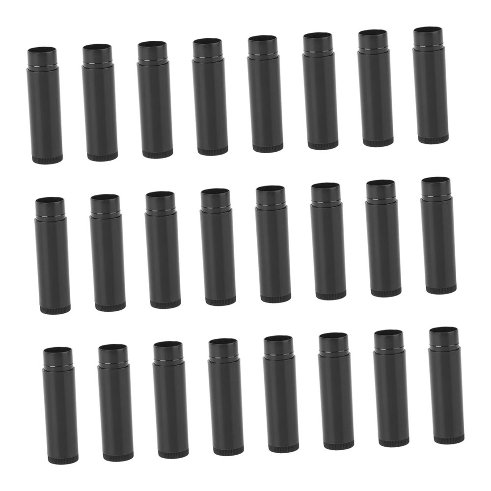 BIUDECO 25pcs Empty Lipstick Tube Containers Caps Black Storage for Cosmetics for Lip Gloss and Craft Projects -up Design