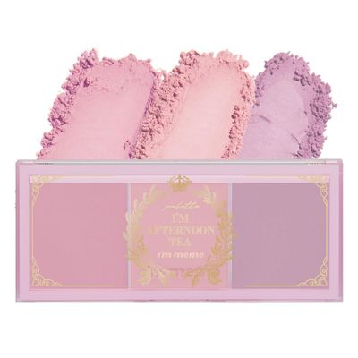 I'M MEME Blusher Palette - Afternoon Tea_Blossom Tea | Soft Pink, Peach, Lavender, 3 Shades Palette, Matte Powder, Face & Cheeks, For All Skin Tones, Powdery Finish, Lightweight Formula, 0.4 Oz