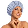 Reusable Shower Cap for Women, Large Waterproof Shower Essentials Bonnet Washable Elastic Band Bath Hair Wrap Hat for Long Hair, Braids(Gray) view 1