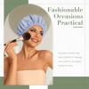 Reusable Shower Cap for Women, Large Waterproof Shower Essentials Bonnet Washable Elastic Band Bath Hair Wrap Hat for Long Hair, Braids(Gray) view 2