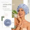 Reusable Shower Cap for Women, Large Waterproof Shower Essentials Bonnet Washable Elastic Band Bath Hair Wrap Hat for Long Hair, Braids(Gray) view 3