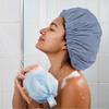 Reusable Shower Cap for Women, Large Waterproof Shower Essentials Bonnet Washable Elastic Band Bath Hair Wrap Hat for Long Hair, Braids(Gray) view 4