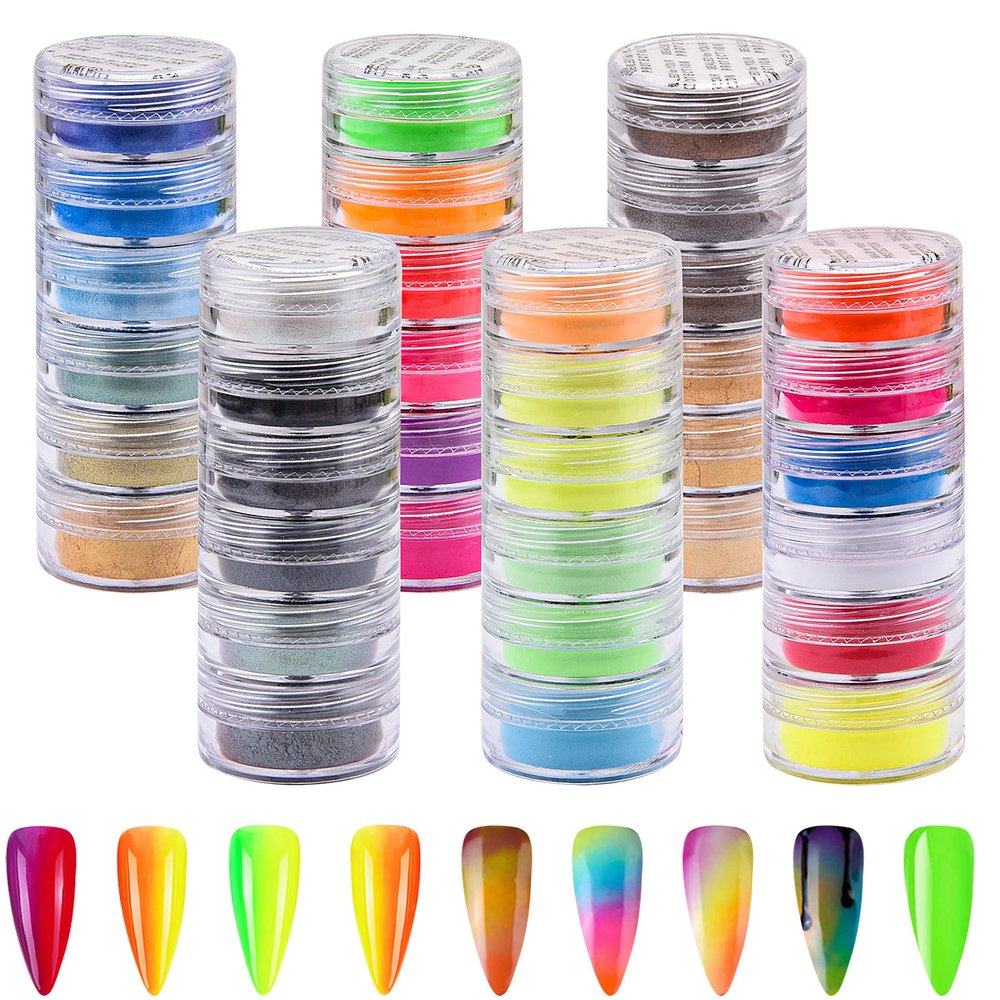 Duufin 36 Colors Nail Pigment Powder Colorful Luminous Pearlescent High-Gloss Halo Powder Pigment for Nails Art, Body and Crafts