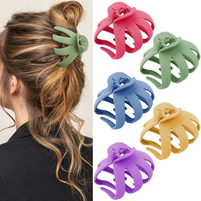 ATODEN Extra Large Claw Clips for Thick Hair - 5Pcs Jumbo Octopus Hair Clips, 3.15" Big Hair Claws for Women and Girls, Assorted Colors