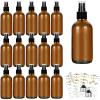 CycleMore 120ml 16Pcs 4oz Amber Glass Spray Bottles with Fine Mist Sprayers, Glass Travel Bottles for Cosmetic Essential Oils Cleaning Solutions Perfumes & More Liquids Ideal for Mother & Friends view 1