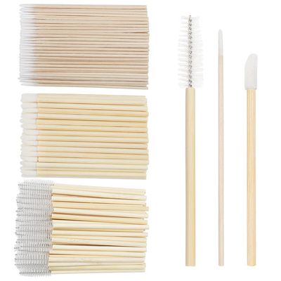 300 PCS/Sets Eyelash Extension Supplies 200pcs Disposable Pointed Micro Swab 50pcs Eyebrow Spoolie Brush 50pcs Lip Wand Brush Mascara Wand Applicator Eyelashes Tool (Bamboo kits)