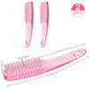 Beomeen 2 Pcs Handle Grip Nail Brushes for Cleaning, Long Handle Fingernail Cleaner, Hand Nail Toes Cleaning and Scrubbing Brushes, Pedicure Nail Scrubber Non-Slip for Men and Women, Hot Pink view 2