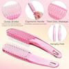 Beomeen 2 Pcs Handle Grip Nail Brushes for Cleaning, Long Handle Fingernail Cleaner, Hand Nail Toes Cleaning and Scrubbing Brushes, Pedicure Nail Scrubber Non-Slip for Men and Women, Hot Pink view 3