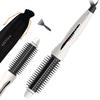 MIRACOMB Professional Hair Curler Straightening Brush | Ceramic Heated Round Brush | 1" Comb Flat Iron Straightener | Anti-Frizz Curl Wand Iron Roller with 5 Heat Settings, Cool Touch, Auto off, White view 1