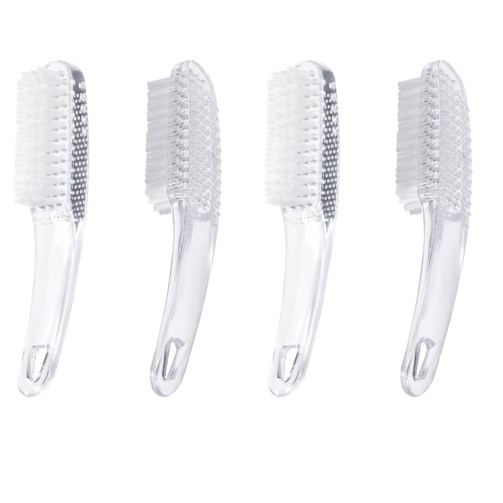 Beomeen 2 Pcs Handle Grip Nail Brushes for Cleaning, Long Handle Fingernail Cleaner, Hand Nail Toes Cleaning and Scrubbing Brushes, Pedicure Nail Scrubber Non-Slip for Men and Women, Clear