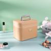 Sluxa Fashion makeup box, Portable leather hard cosmetic case with mirror, Professional train case make up box for women adults. (Beige) view 2