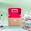 Sluxa Fashion makeup box, Portable leather hard cosmetic case with mirror, Professional train case make up box for women adults. (Beige) view 3